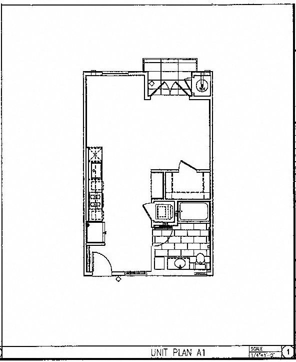 Floor plan for studio, 1 bath, 721 sqft